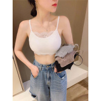 Ideamini蕾丝肚兜式美背细交叉带裹胸式带胸垫无钢圈抹胸防走光内衣女背心抹胸