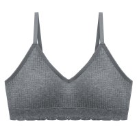 Ideamini贴身日记轻复古少女木耳边带胸垫防走光抹胸棉质文胸背心式内衣女