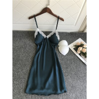 Ideamini春夏季新款时尚性感V领带胸垫蕾丝边小胸吊带睡衣连衣短裙家居服睡衣