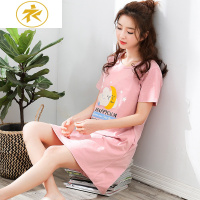 Ideamini睡裙女士夏季棉薄款棉冰丝可爱中学生短袖夏天家居服睡衣裙子睡衣