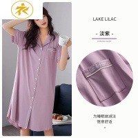 Ideamini睡裙女士睡衣裙子夏季棉短袖棉夏天薄款衬衫开衫长款长裙薄款睡衣