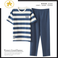 Ideamini夏季青少年男生短袖长裤棉睡衣套装可外穿韩版棉薄款家居服男睡衣