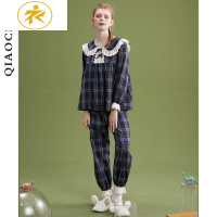 Ideamini情侣睡衣女格子春秋冬季棉长袖两件套装薄款男士学生夏家居服睡衣