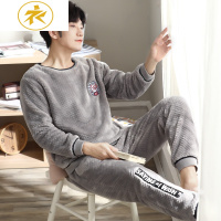 Ideamini冬季珊瑚绒情侣睡衣男士保暖家居服韩版加厚加绒法兰绒睡衣女套装睡衣