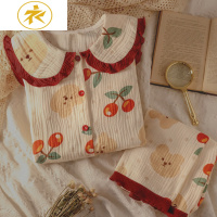 Ideamini少女心炸裂!日系睡衣女春秋季棉纱布长袖甜美学生套装家居服女睡衣