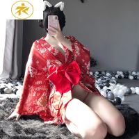 Ideamini橘味喵日系春秋性感粉色和服睡衣女秋冬可爱卡通少女制服浴衣睡袍睡衣
