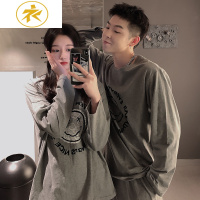 Ideamini情侣睡衣女春秋棉长袖网红笑脸日系韩版卡通男士可爱家居服套装睡衣