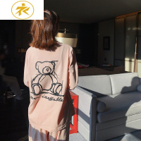 Ideamini小熊情侣睡衣女春秋长袖棉套装可爱家居服男学生宿舍可外穿卡通睡衣