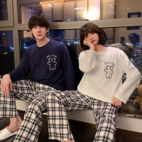 Ideamini情侣睡衣女春秋季2020年新款网红卡通小熊棉男士套头长袖家居服睡衣