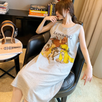Ideamini睡裙女夏棉无袖睡衣甜美卡通可外穿长款背心裙宽松孕妇家居服薄睡衣