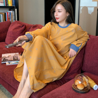 Ideamini睡裙女秋棉长袖春季长款连衣裙卡通可外穿宽松大码女士休闲睡衣睡衣