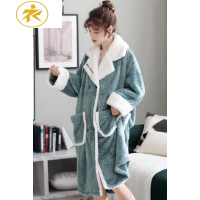 Ideamini睡衣女秋冬季珊瑚绒睡袍法兰绒睡裙学生寝室加厚加绒保暖长款浴袍睡衣