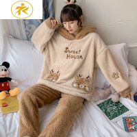 Ideamini珊瑚绒睡衣女秋冬季加厚加绒小鹿法兰绒2020新款韩版春家居服套装睡衣