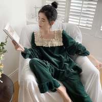 Ideamini宫廷仙女睡衣女冬珊瑚绒长袖加厚保暖公主风法兰绒套装甜美家居服睡衣