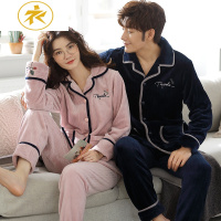 Ideamini秋冬款珊瑚绒情侣睡衣男士冬季加绒加厚睡衣女士法兰绒家居服套装睡衣
