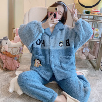 Ideamini睡衣女秋冬款珊瑚绒加厚加绒羔绒开衫网红可爱保暖学生家居服冬睡衣