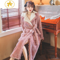 Ideamini珊瑚绒睡袍女秋冬加厚长款睡衣双层羔绒法兰绒浴袍保暖家居服睡衣