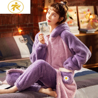 Ideamini情侣睡衣春秋珊瑚绒加绒家居服女可爱卡通睡衣女冬法兰绒男士套装睡衣