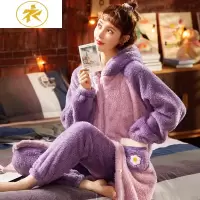 Ideamini情侣睡衣春秋珊瑚绒加绒家居服女可爱卡通睡衣女冬法兰绒男士套装睡衣