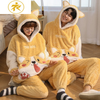 Ideamini情侣睡衣秋冬款珊瑚绒睡衣女士加厚加绒冬季法兰绒家居服男士套装睡衣