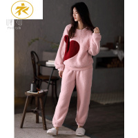 Ideamini妮狄娅卡通睡衣女冬季珊瑚绒羔绒加厚套头可外穿秋冬家居服套装睡衣