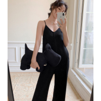 Ideamini睡衣夏季薄款女棉吊带睡衣女夏性感家居服可外穿睡衣漏背连体裤睡衣