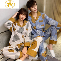 Ideamini情侣睡衣春秋款棉长袖韩版可爱卡通薄款男女夏季棉家居服套装睡衣
