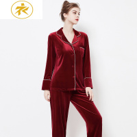 Ideamini黛雯娜金丝绒睡衣女秋冬季长袖性感两件套装男士情侣可外穿家居服睡衣