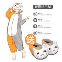 Ideamini日系可爱猫咪柯基仓鼠动物连体睡衣男卡通动漫情侣儿童法兰绒冬季睡衣