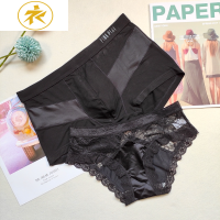 Ideamini男士棉莫代尔女士性感蕾丝棉料学生双人情侣内裤衩内衣色套装内裤