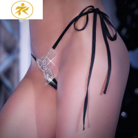IdeaminiCHILIROSE女王性感内裤蝴蝶镶水钻丁字裤开裆一根线比基尼T裤内裤