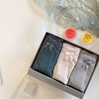 Ideamini3条装牛奶丝裸感 西班牙O 弹l力无缝中低腰不夹屁P蕾丝女士内裤内裤