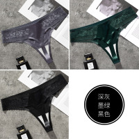 Ideamini3条丁字裤 女骚性感超薄光感冰丝透明蕾丝欧美一片式t裤内裤