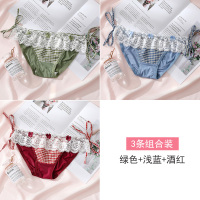 Ideamini日系软妹系带内裤女蕾丝低腰性感绑带式少女冰丝大码棉裆三角裤内裤