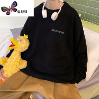 语娄香港潮牌网红字母圆领毛衣男ins潮流宽松冬季情侣打底针织衫