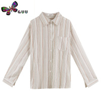 语娄条纹衬衫早秋装2023年新款棉麻亚麻上衣女高端设计感小众衬衣外套