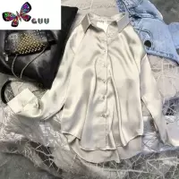 语娄衬衫女长袖早春女装2023新款三醋酸绸缎面内搭上衣设计感小众衬衣