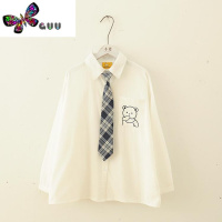 语娄2023装新款日系JK制服宽松衬衣小熊刺绣学院风白色衬衫女长袖