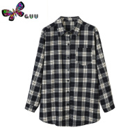 语娄森野妤妤~小众宽松美式复古磨毛格子衬衫女秋季中长款上衣