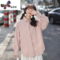 语娄艺野系 别致粉色衬衫女法式高级感日系复古慵懒宽松长袖衬衣