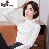 语娄白色衬衫女职业装长袖立领2023新款修身显瘦正装工作服衬衣寸