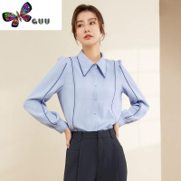 语娄曼贝衬衫女设计感小众2023新款时尚法式上衣雪纺大码长袖衬衣