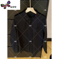 语娄设计师款黑森林小圆领长袖衬衫女2023春季新款翻领宽松百搭上衣潮