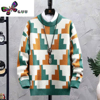 语娄宽松毛衣男青少年半高领绵绒毛线衣16岁初中生印花针织衫潮