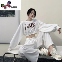 语娄辣妹ins短款卫衣女22春季设计感小众薄款露脐炸街爵士舞高腰上衣