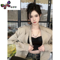 语娄美式复古港风chic皮衣夹克外套女装气质高级设计感小众上衣