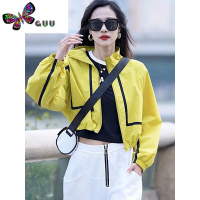 语娄撞色短款外套女2023夏季宽松休闲薄款运动服夹克上衣新