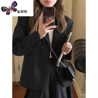 语娄黑色正肩西装外套女薄款修身百搭上班职场面试毕业小个子西服上衣