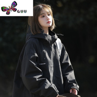 语娄外套女2023款潮ins美式风衣夹克连帽宽松遮肚上衣藏肉