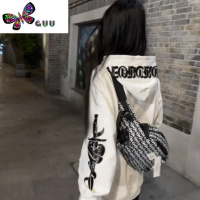 语娄国潮牌美式高街卫衣女连帽薄款小众设计感欧美hiphop情侣外套